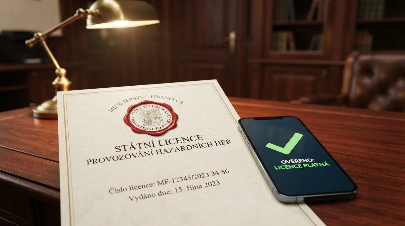 Úřední dokument s razítkem Ministerstva financí ČR a pečetí, položený vedle chytrého telefonu